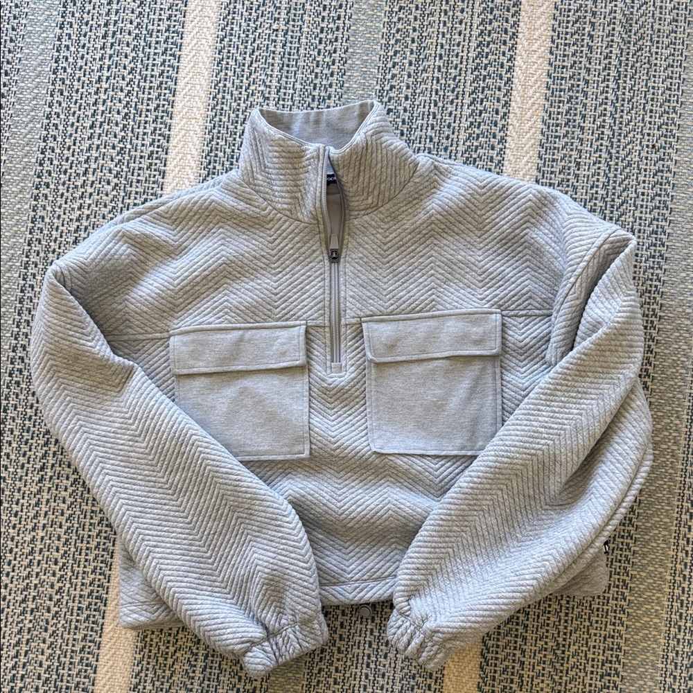 Gray Quilted Cropped Women's Sweatshirt
